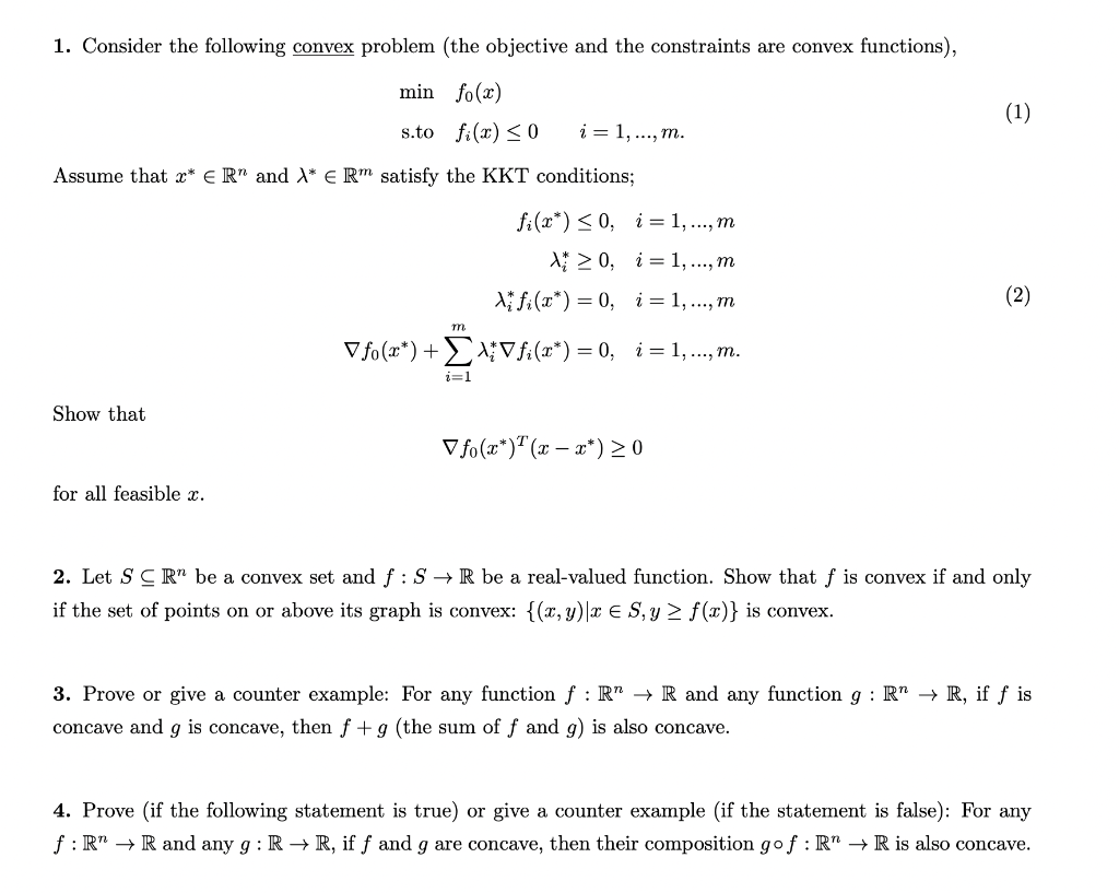 Solved 1. Consider the following convex problem (the | Chegg.com