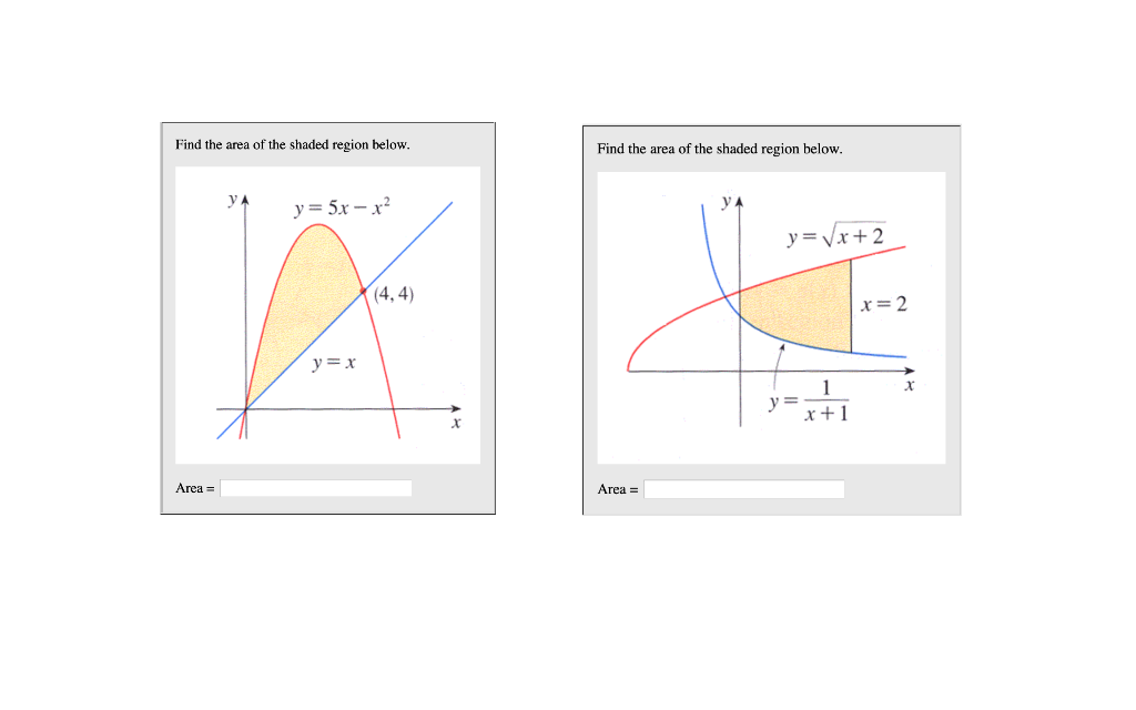 Solved Find the area of the shaded region below. Find the | Chegg.com