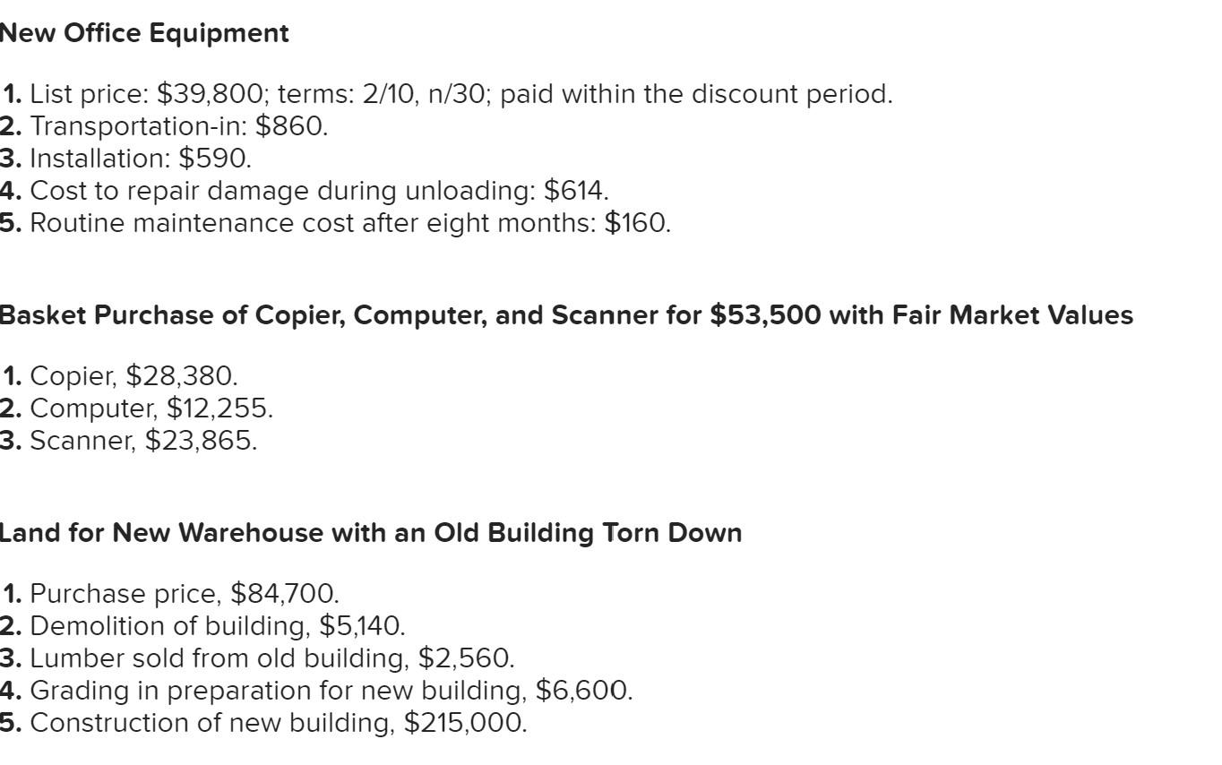 Solved New Office Equipment 1. List price 39,800; terms