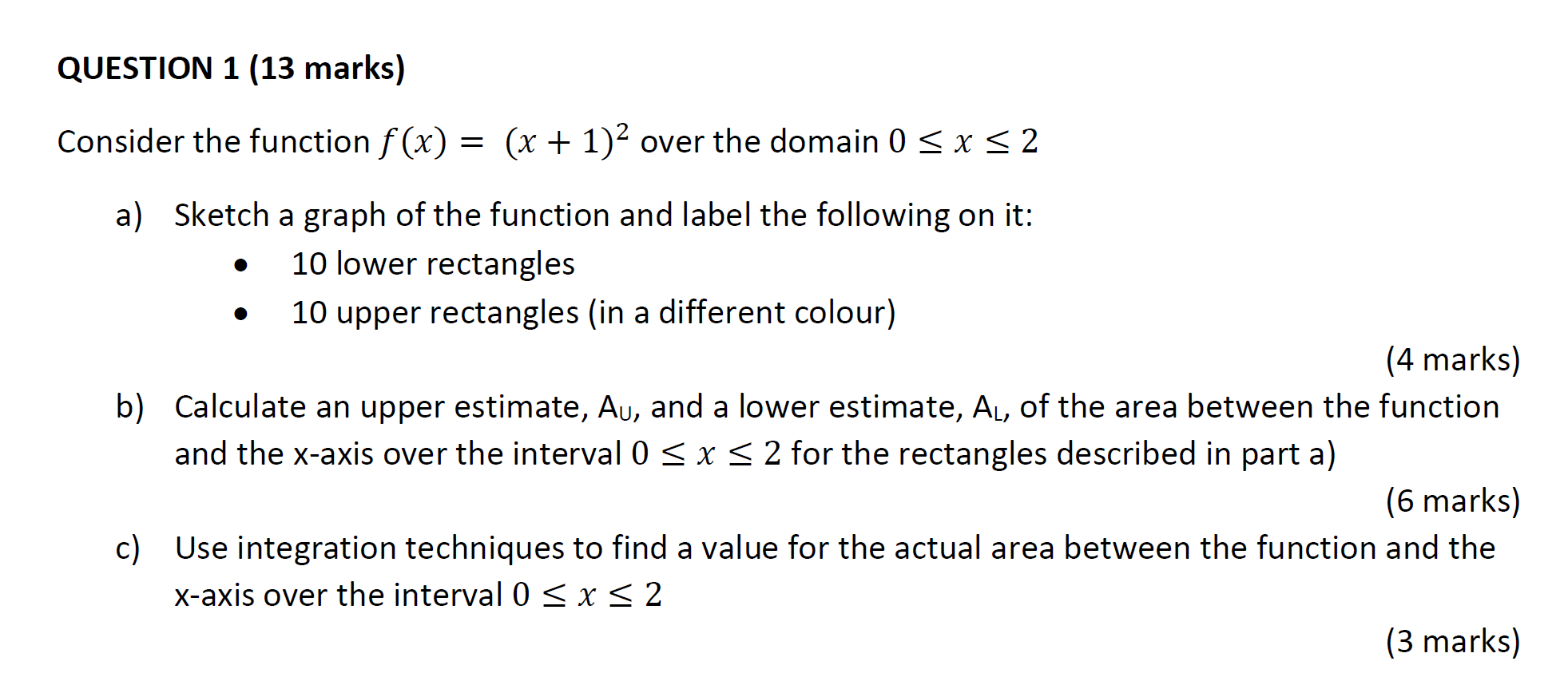 Solved QUESTION 1 (13 marks) Consider the function f(x) = (x | Chegg.com