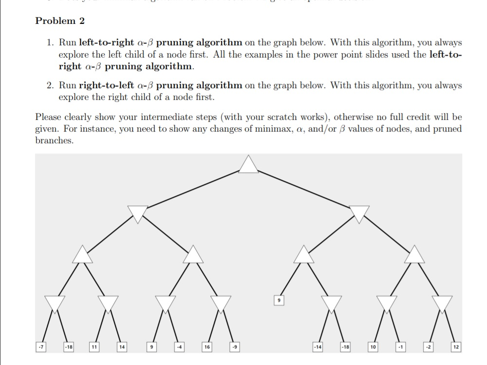 Problem 2 1. Run left-to-right a-8 pruning algorithm | Chegg.com