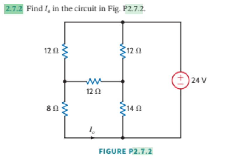 Solved 7 2 Find I0 In The Circuit In Fig P2 7 2 Figure