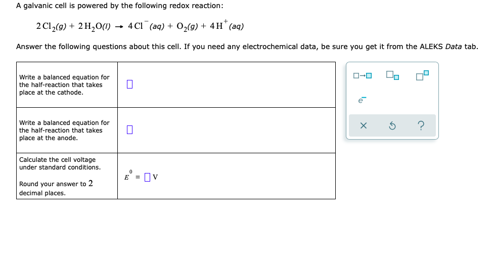 Solved A Galvanic Cell Is Powered By The Following Redox Chegg Com