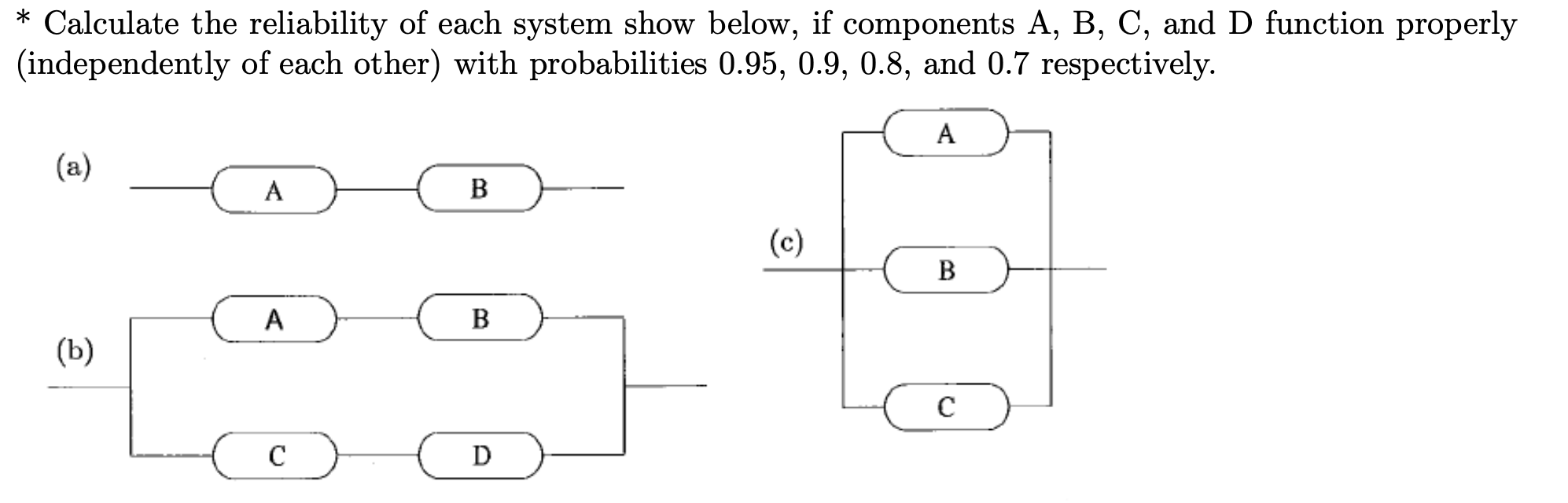 Solved * Calculate The Reliability Of Each System Show | Chegg.com