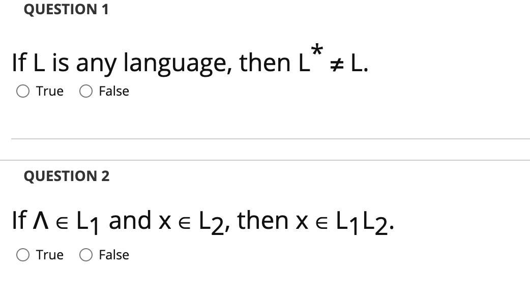 Solved Question 1 If L Is Any Language Then L L O T Chegg Com