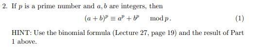 Solved 2. If p is a prime number and a, b are integers, then | Chegg.com