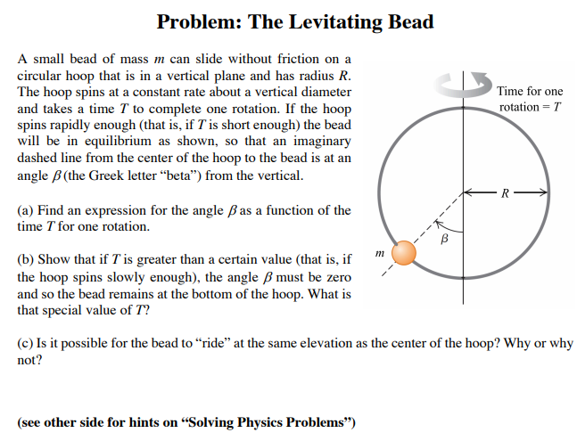 Solved Problem: The Levitating Bead A small bead of mass m | Chegg.com