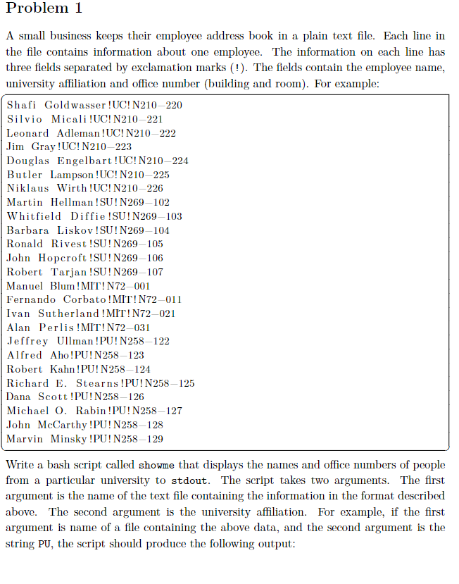 Solved Problem 1 A small business keeps their employee | Chegg.com