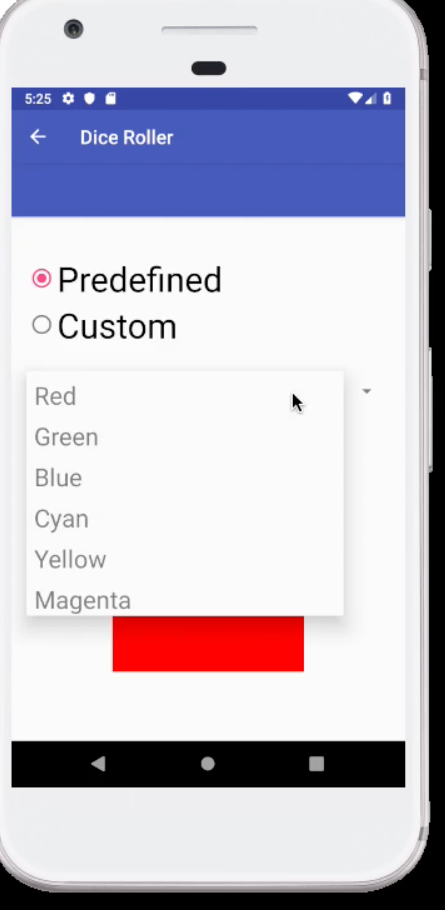 Solved Create only the color activity in the options menu | Chegg.com
