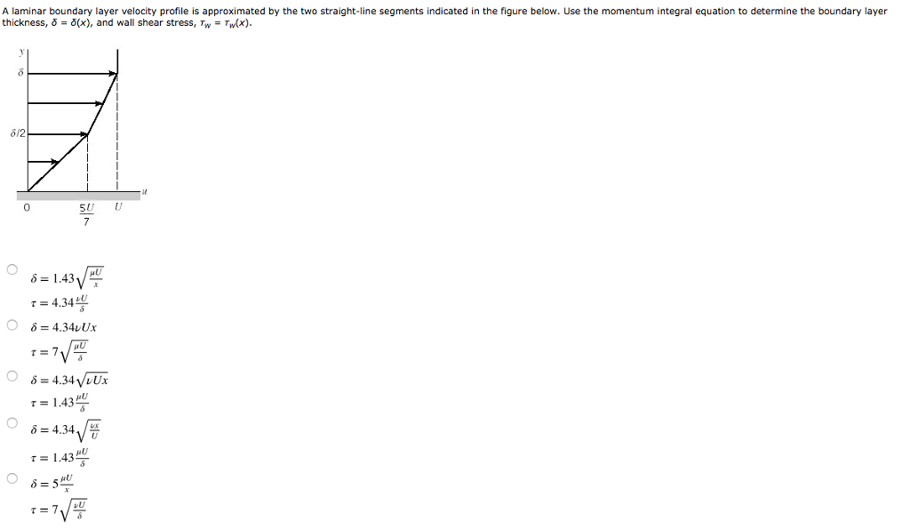Solved A Laminar Boundary Layer Velocity Profile Is | Chegg.com