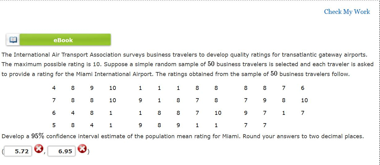 Solved Check My Work eBook How large a sample should be | Chegg.com