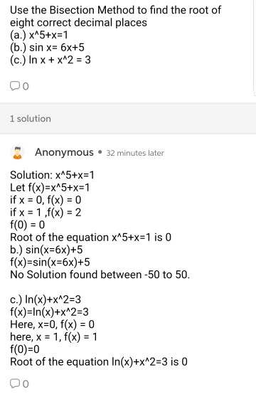 Solved Use the Bisection Method to find the root of eight | Chegg.com