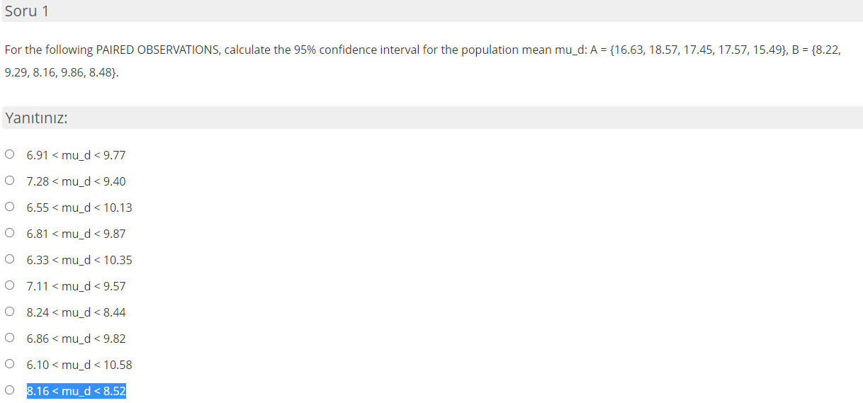 Solved Soru 1 For The Following PAIRED OBSERVATIONS, | Chegg.com