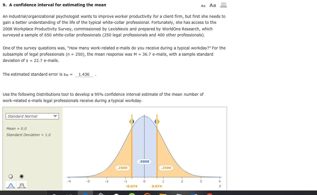 Solved 9. A confidence interval for estimating the mean Aa