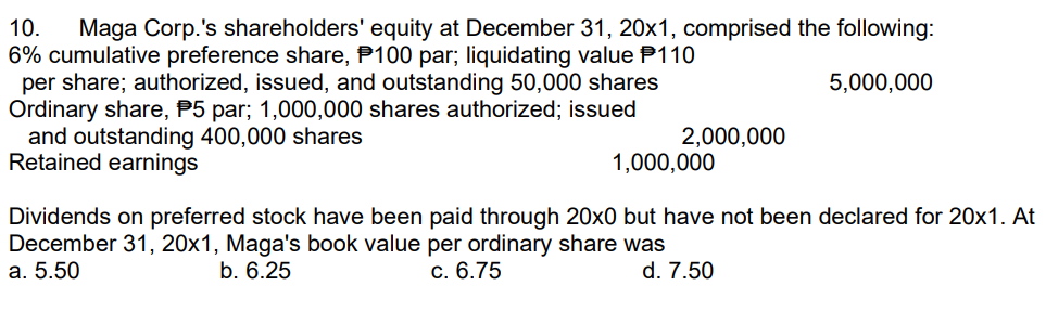 Solved 10 Maga Corp s Shareholders Equity At December 31 Chegg