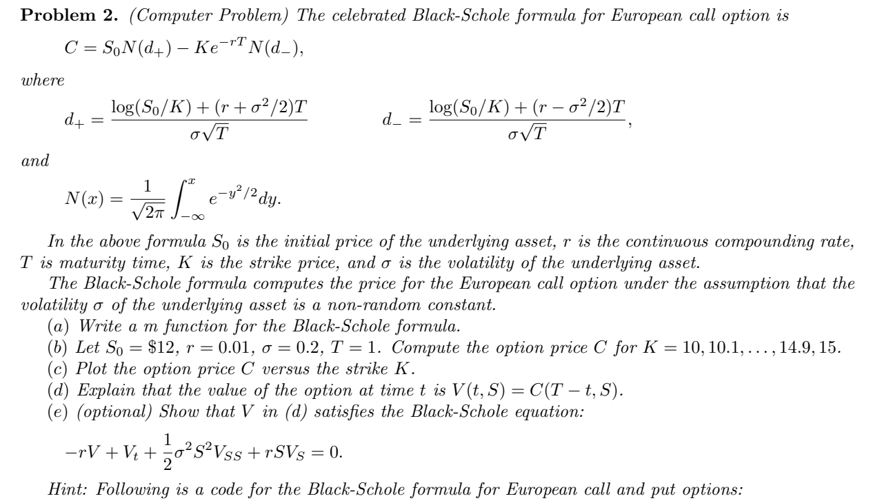 Solved Problem 2. (Computer Problem) The celebrated | Chegg.com