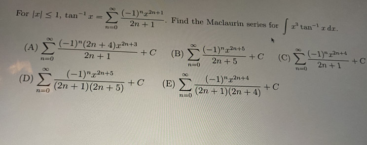 Solved 2n +1 Find The Maclaurin Series For N=0 For (11 5 1, | Chegg.com