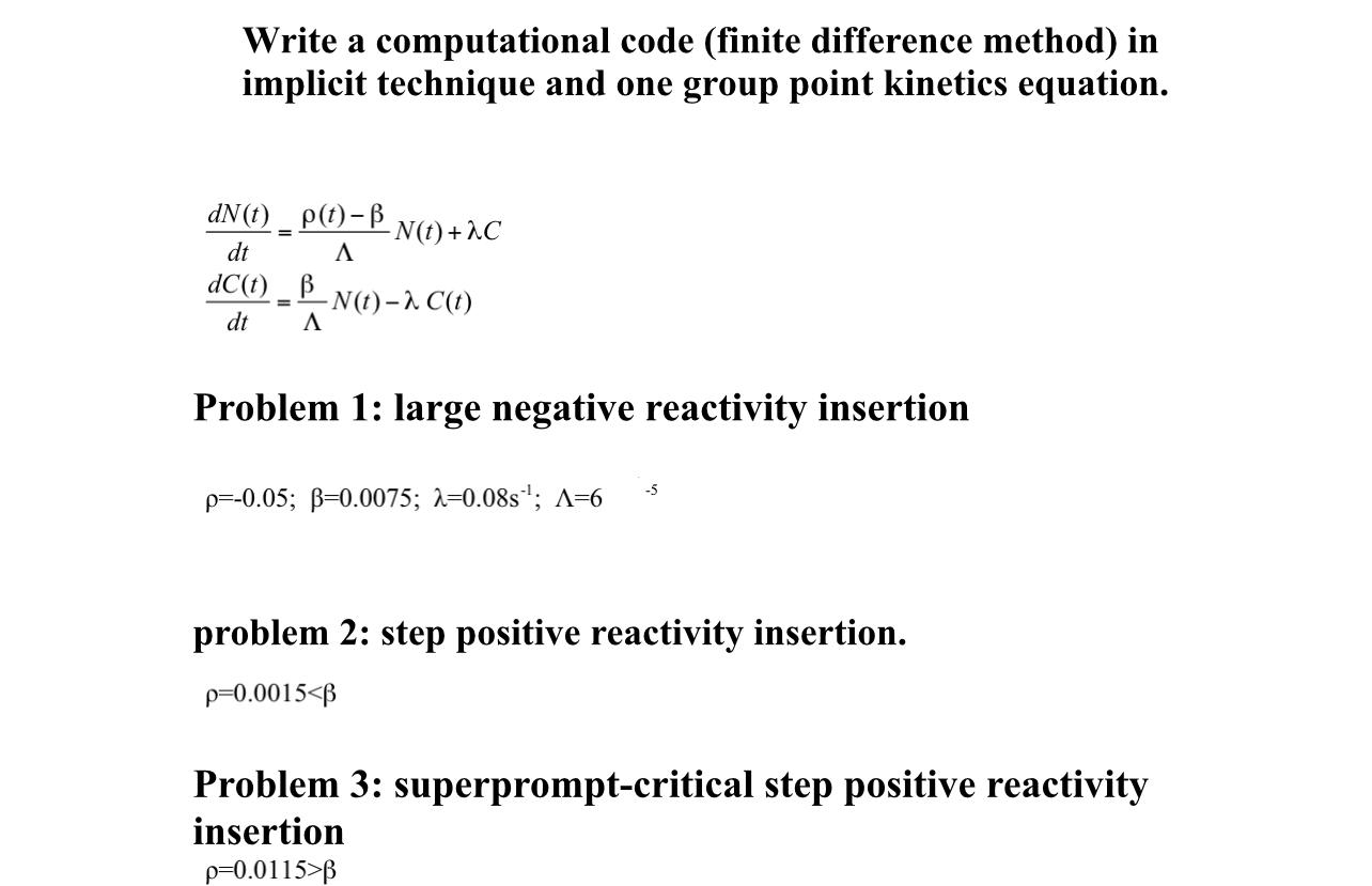 Write a computational code (finite difference method) | Chegg.com