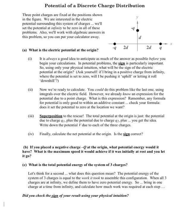 Solved Potential of a Discrete Charge Distribution Three | Chegg.com