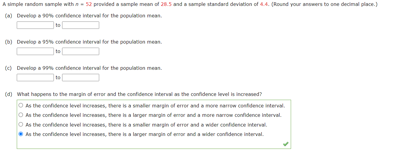 Solved A Simple Random Sample With N=52 Provided A Sample | Chegg.com