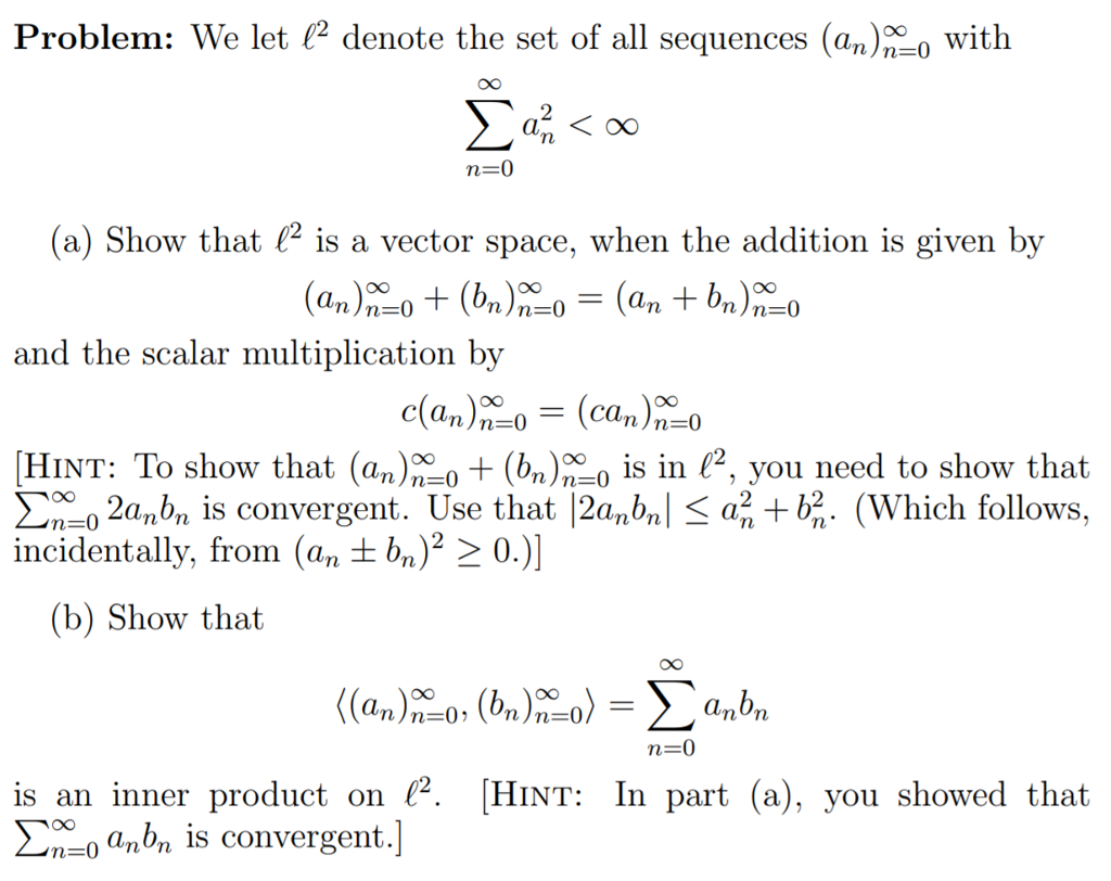 Solved Problem: We let denote the set of all sequences (an) | Chegg.com