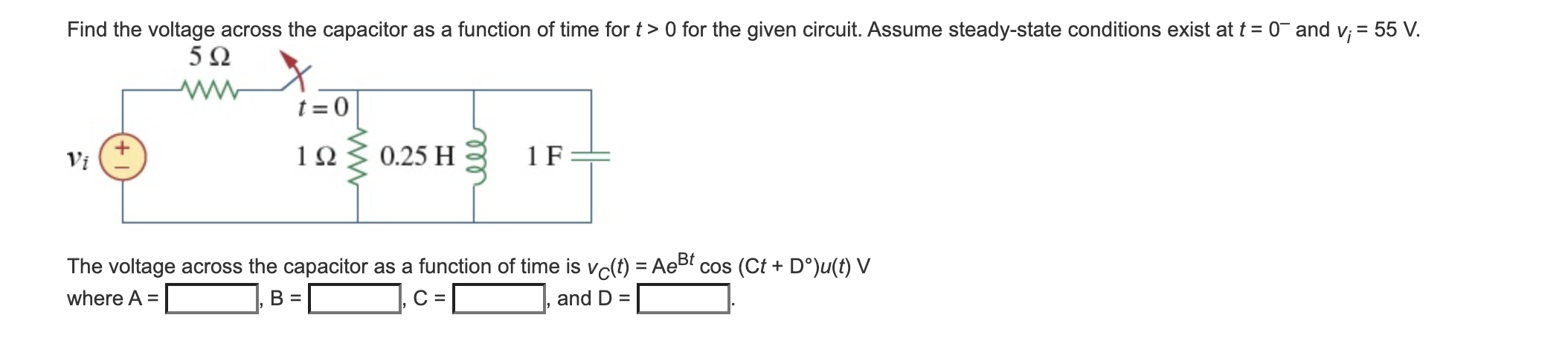 Solved Find the voltage across the capacitor as a function | Chegg.com