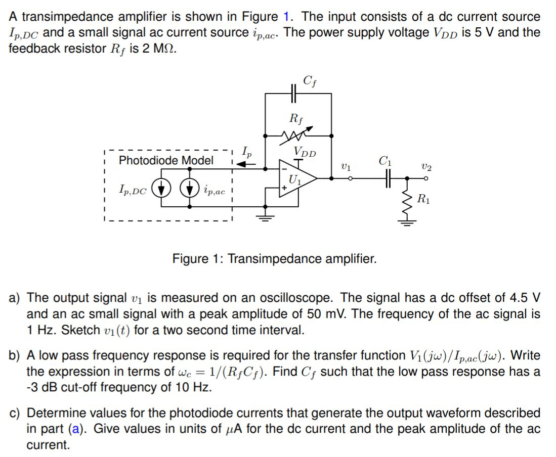 A Transimpedance Amplifier Is Shown In Figure 1. The | Chegg.com