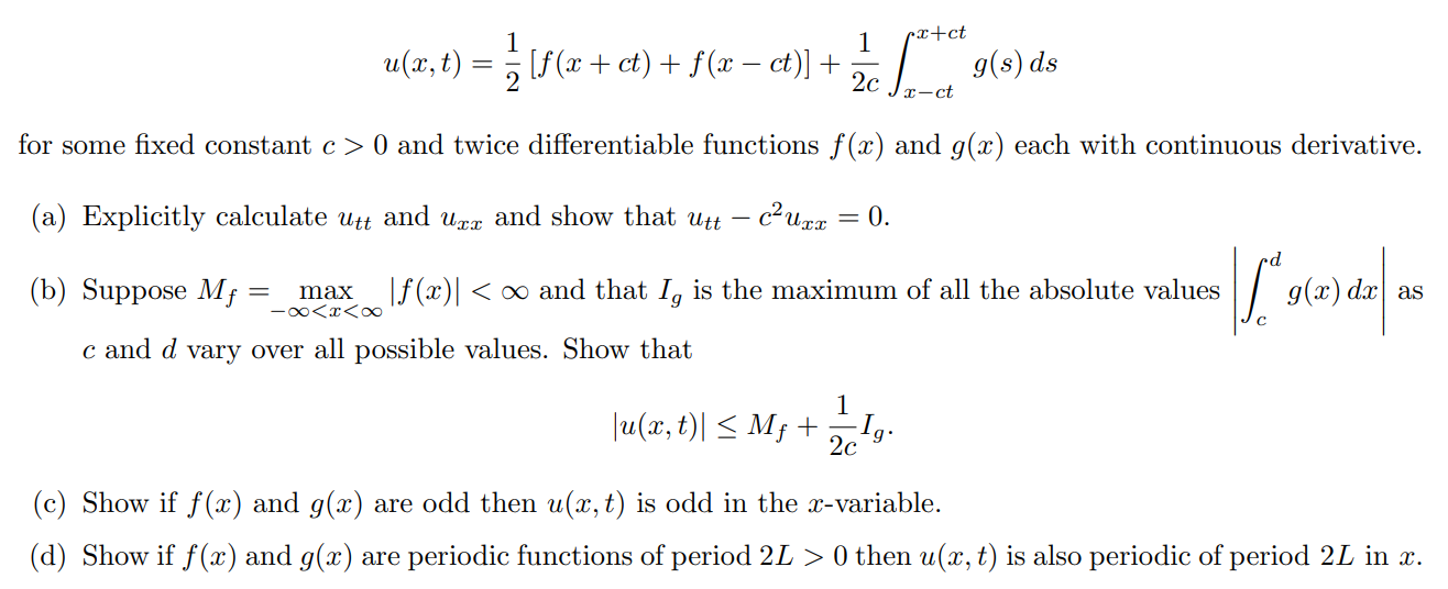 1 Pr+ct T) = [f (x + Ct) + F (x – Ct)] + G(s) Ds 20 