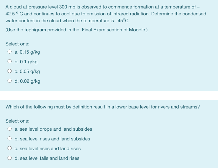 Solved A cloud at pressure level 300 mb is observed to | Chegg.com