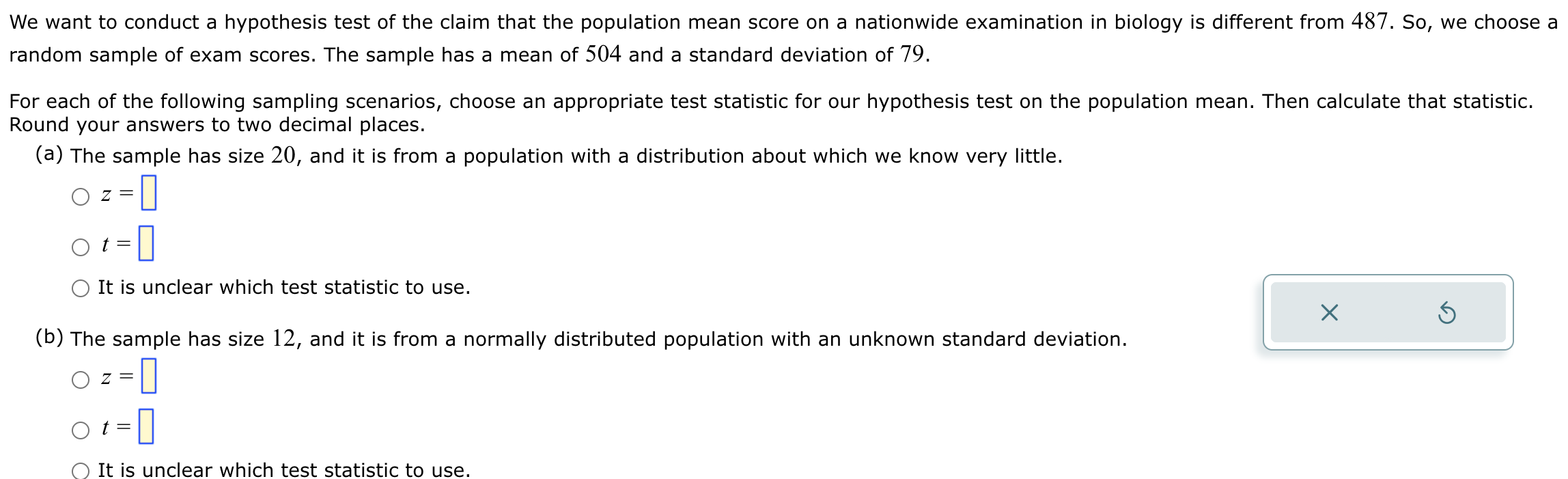 Solved We want to conduct a hypothesis test of the claim | Chegg.com