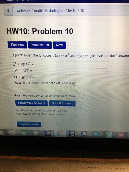 Solved webwork/ math 103-darlington / hw10 10 HW10: Problem | Chegg.com