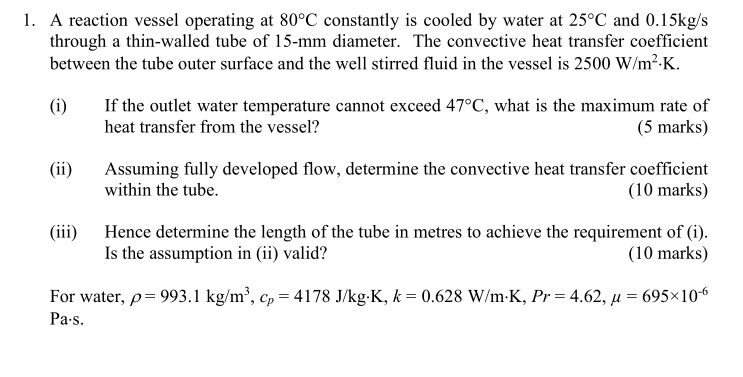 Solved 1. A Reaction Vessel Operating At 80°c Constantly Is 