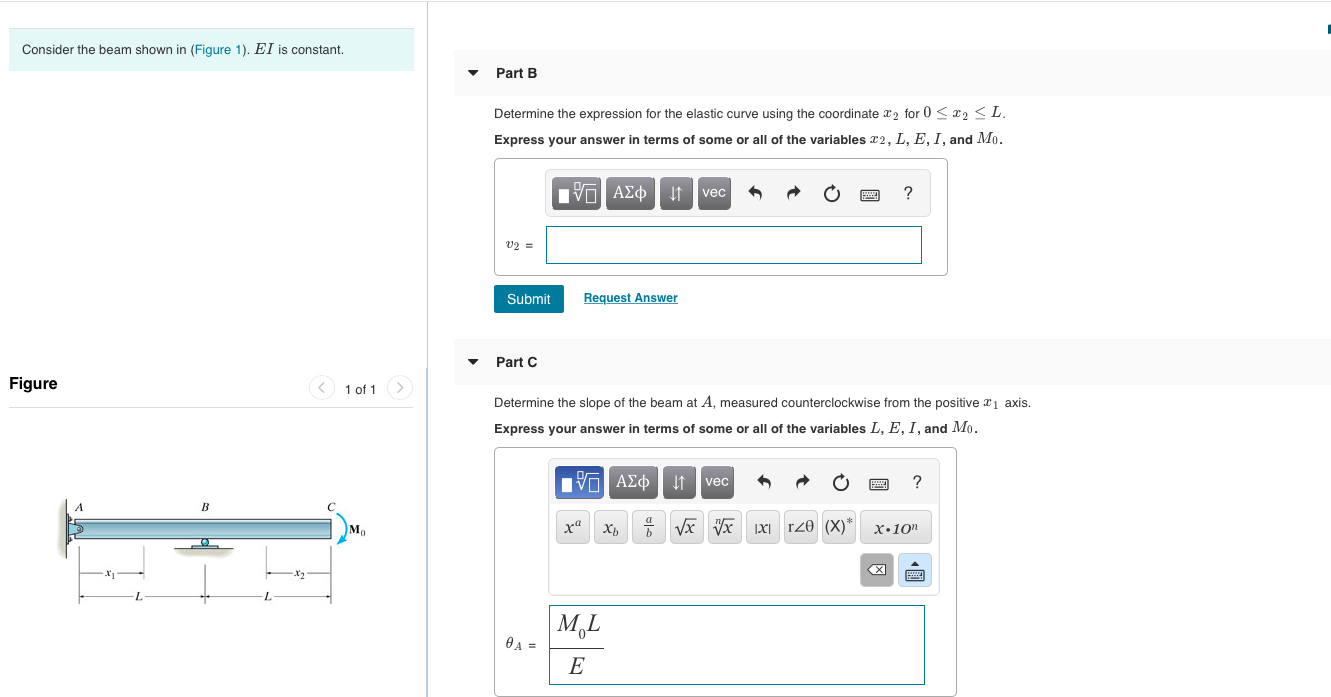 Solved Consider the beam shown in (Figure 1). EI is | Chegg.com