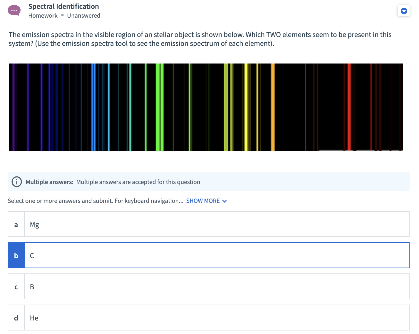 Solved The emission spectra in the visible region of an
