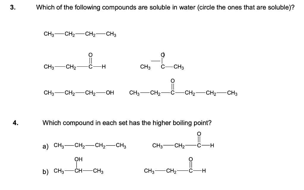 Solved 3. Which of the following compounds are soluble in