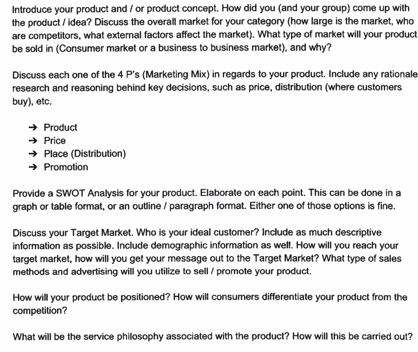 Solved Introduce your product and / or product concept. How | Chegg.com
