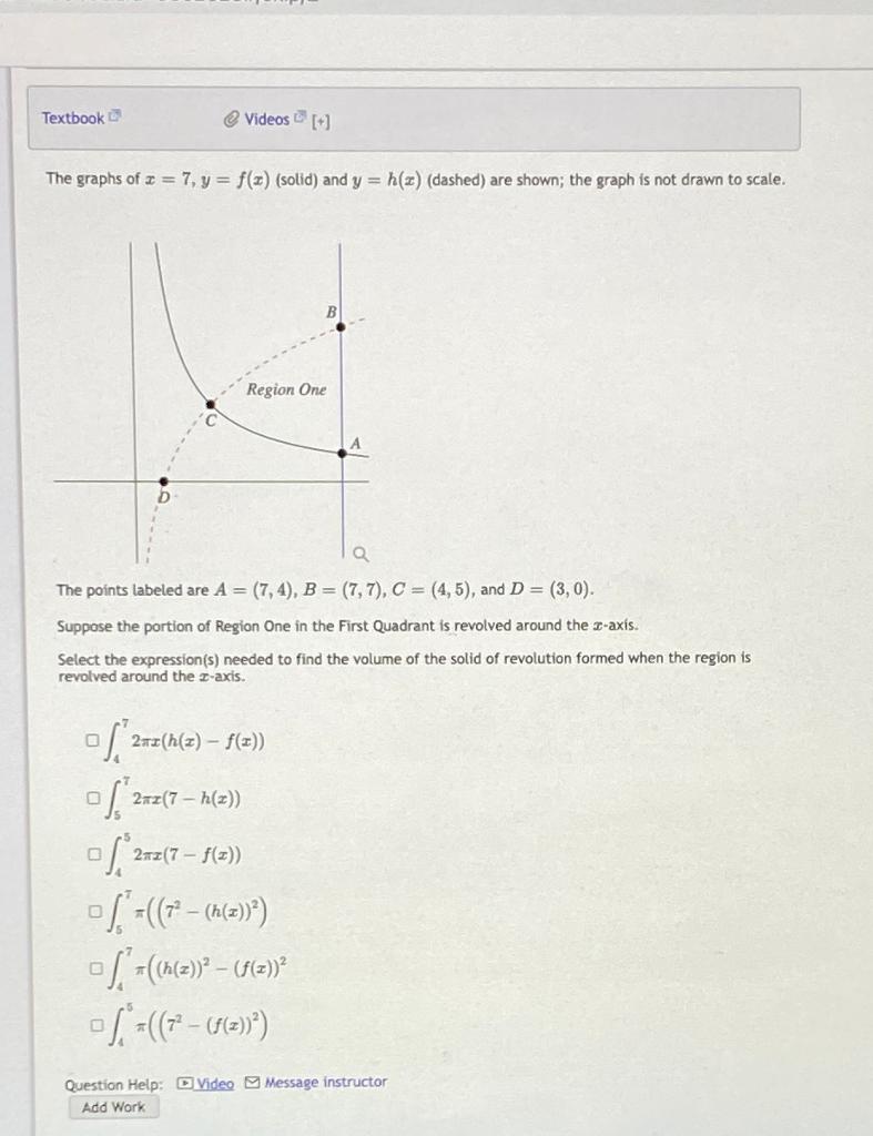 Solved Textbook @ Videos: The graphs of = 7, y = f(x) | Chegg.com