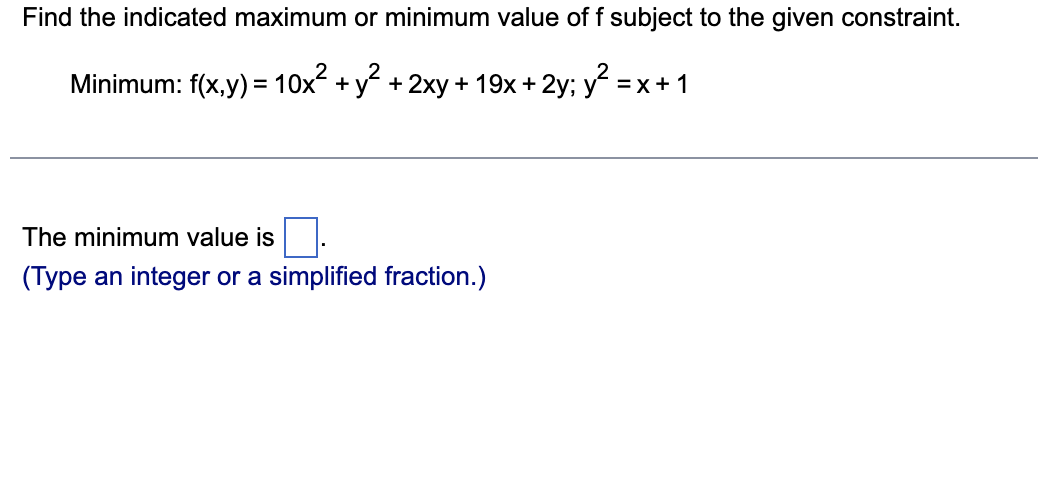 what is the minimum value of x 2   y 2