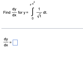 Solved dy Find dx for y = dt. t 0 dy dx | Chegg.com