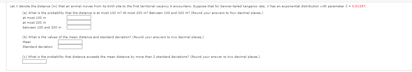 Solved (a) What is the probability that the distance is at | Chegg.com