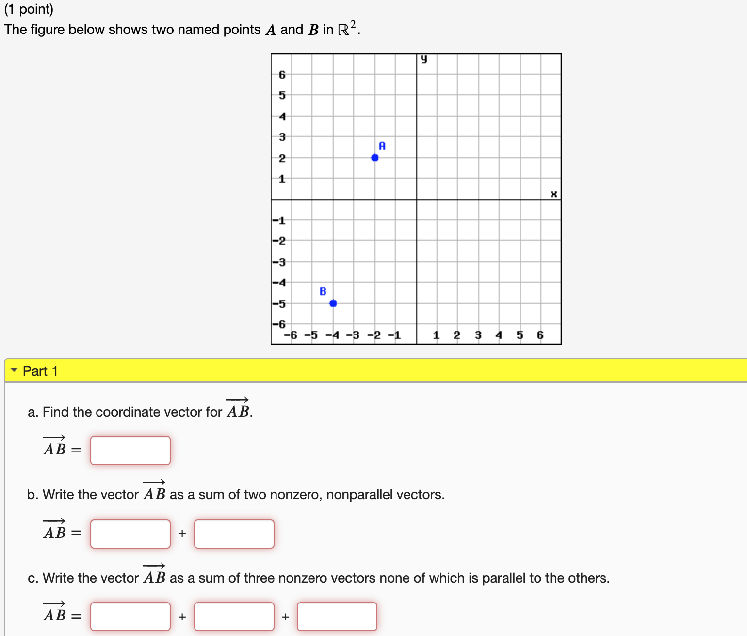 Solved (1 point) The figure below shows two named points A | Chegg.com