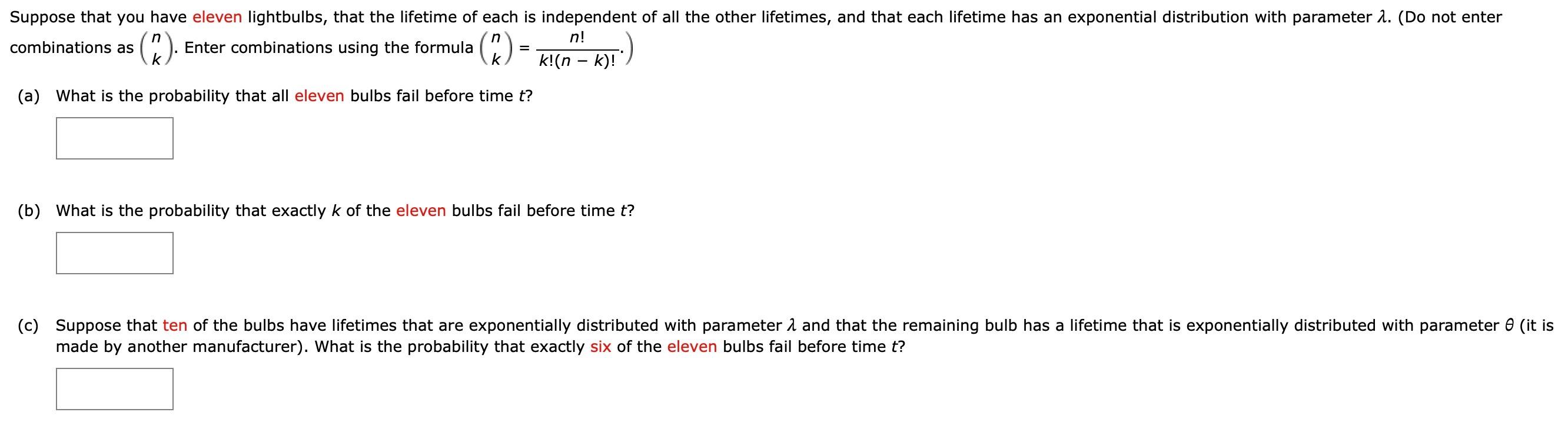 Solved combinations as (nk). Enter combinations using the
