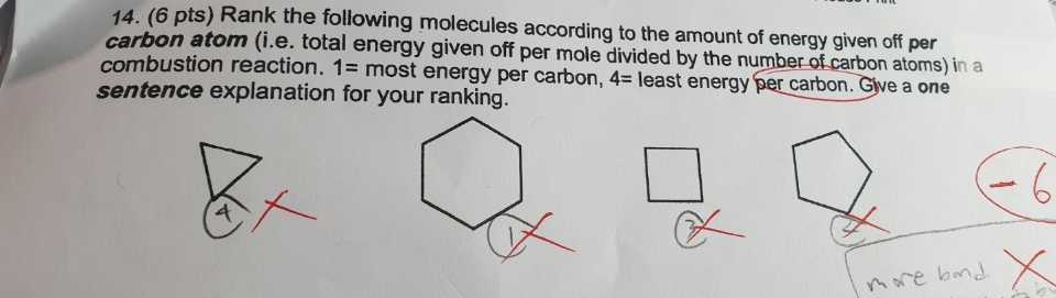 Solved 14. (6 pts) Rank the following molecules according to | Chegg.com