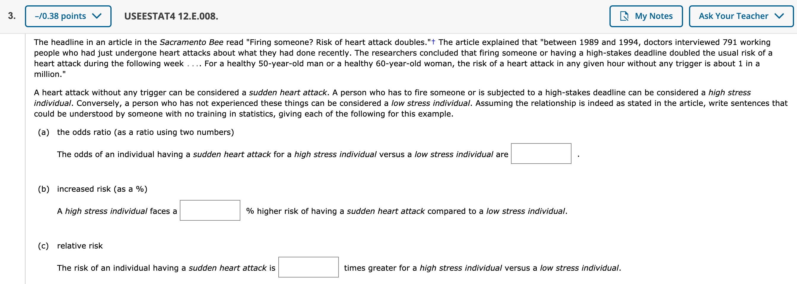 0 38 Points V Useestat4 12 E 008 My Notes Ask Your Chegg Com