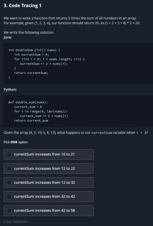 Solved 3. Code Tracing 1 We want to write a function that | Chegg.com