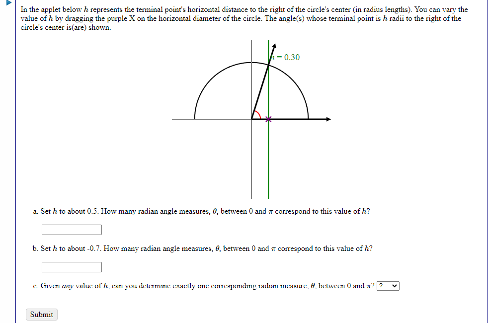 Solved In the applet below h represents the terminal point's | Chegg.com