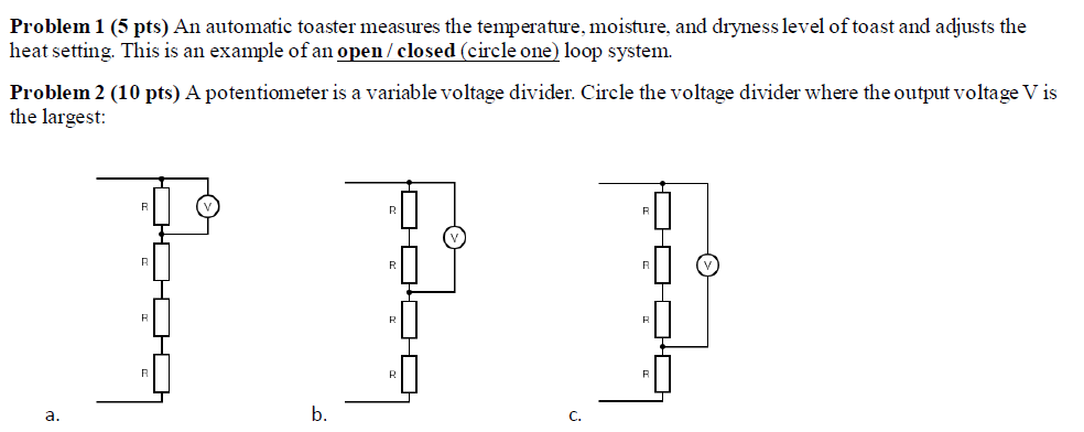 Solved Problem 1 (5 pts) An automatic toaster measures the | Chegg.com