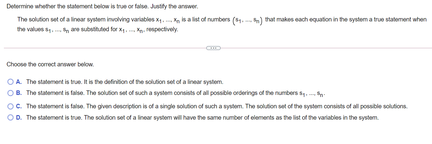 Solved Determine whether the statement below is true or | Chegg.com