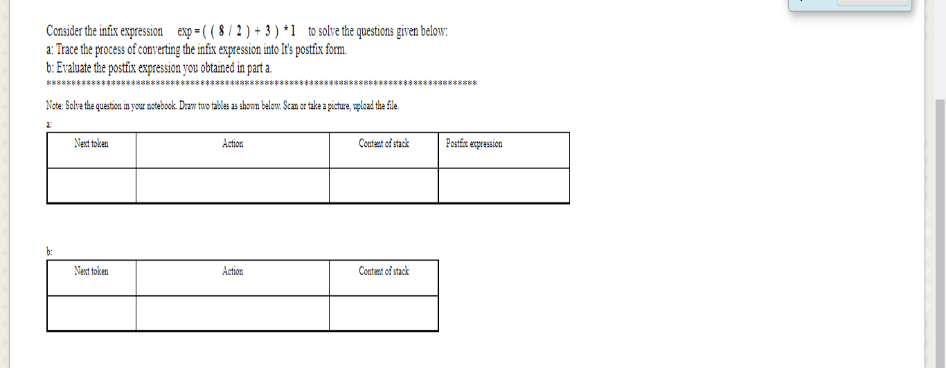 Solved Consider the infix expression exp = ( ( 872 ) + 3 ) * | Chegg.com