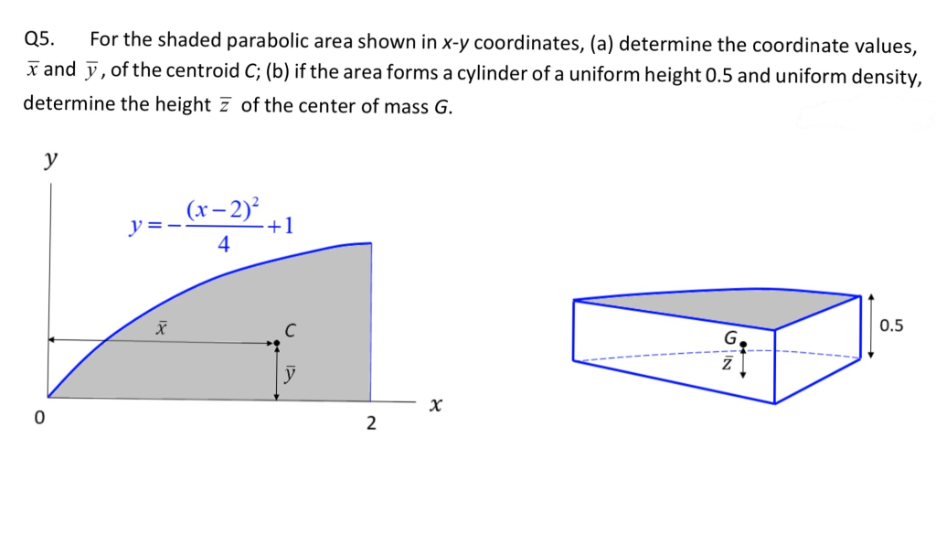 Solved Q5 For The Shaded Parabolic Area Shown In X Y Chegg Com